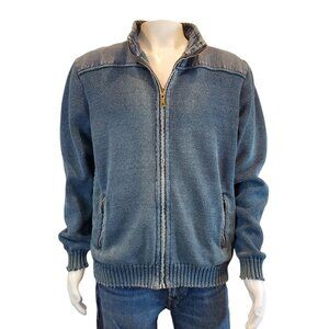 BLUE WILLI'S SZ XXL Men's Vintage Distressed 100% Cotton Sweater/Denim Jacket
